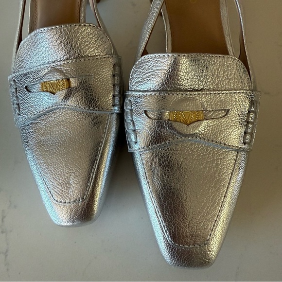 Veronica Beard Celia Sling Back Silver Flat Size: 6 - Picture 4 of 6